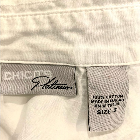 Chicos Platinum ladies oversized White Button-Up Shirt, size XL, bust 48” - Picture 7 of 7